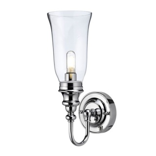 Burlington LED Bathroom Ornate Wall Light & Clear Glass Vase Shade